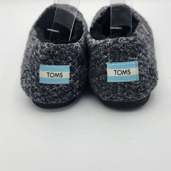 Toms Alpargata Charcoal Gray Black Sweater Fur Inside Leather Sole Shoe 8.5 - Picture 3 of 8